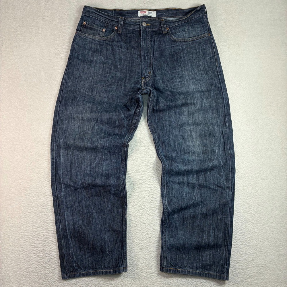 Y2K Levis 569 Loose Straight Jeans Men 38x32 Blue Faded Skater Baggy Relaxed